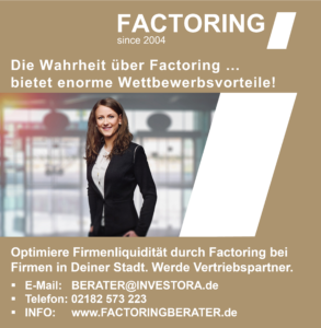 📢💪 Die Wahrheit über Factoring: Bindet Bestands- und Neukunden mit langen Zahlungszielen! 💪📢 💼 Factoring ist eine bewährte Finanzierungsmethode, die Unternehmen dabei unterstützt, ihre Liquidität zu verbessern und ihre Geschäfte zu stärken. Heute möchten wir über einen der herausragenden Vorteile des Factoring sprechen: die Möglichkeit, Bestands- und Neukunden mit langen Zahlungszielen von bis zu 90 Tagen zu binden! 💰💪 🤔 Was bedeutet das genau? Stell dir vor, du möchtest deinen Kunden großzügige Zahlungsfristen anbieten, um ihre Zufriedenheit zu steigern und die Geschäftsbeziehung zu festigen. Gleichzeitig möchtest du jedoch nicht auf eine schnelle Liquidität verzichten. Hier kommt Factoring ins Spiel! ✅ Mit Factoring kannst du deinen Kunden längere Zahlungsziele von bis zu 90 Tagen einräumen, ohne dass du selbst auf das Geld warten musst. Das Factoring-Unternehmen zahlt dir einen Großteil des Rechnungsbetrags sofort aus und kümmert sich um den Einzug der Forderung. Dadurch hast du die Möglichkeit, deine Kunden zu binden und ihnen die Flexibilität zu bieten, die sie benötigen, während du selbst über eine konstante Cashflow-Situation verfügst. 🔐 Ein weiterer entscheidender Punkt ist, dass nicht alle Mitbewerber diese langen Zahlungsziele anbieten können. Factoring gibt dir einen Wettbewerbsvorteil, da du deinen Kunden attraktive Zahlungskonditionen bieten kannst, die von deinen Mitbewerbern möglicherweise nicht angeboten werden. Dies stärkt deine Kundenbindung und unterstützt das Wachstum deines Unternehmens. 🌟 Durch das Factoring kannst du nicht nur Bestandskunden binden, sondern auch neue Kunden gewinnen. Indem du großzügige Zahlungsziele anbietest, sprichst du potenzielle Kunden an, die Wert auf Flexibilität und eine partnerschaftliche Zusammenarbeit legen. Dies ermöglicht es dir, dein Kundennetzwerk zu erweitern und langfristige Beziehungen aufzubauen. 💼💪 Fazit: Factoring bietet dir die Möglichkeit, Bestands- und Neukunden mit langen Zahlungszielen von bis zu 90 Tagen zu binden. Du kannst deinen Kunden attraktive Konditionen bieten und gleichzeitig eine stabile Liquiditätssituation aufrechterhalten. Nutze diesen Vorteil gegenüber deinen Mitbewerbern und stärke dein Geschäft! 📩 Hast du Fragen zum Thema Factoring? Hinterlasse uns einen Kommentar oder sende uns eine Direktnachricht. Wir sind gerne für dich da! #Factoring #Finanzierung #Liquidität #Zahlungsziele #Kundenbindung #Wettbewerbsvorteil #Partnerschaft #Wachstumspotenzial #Flexibilität